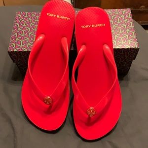 Tory Burch Cut out Wedge Flip Flops